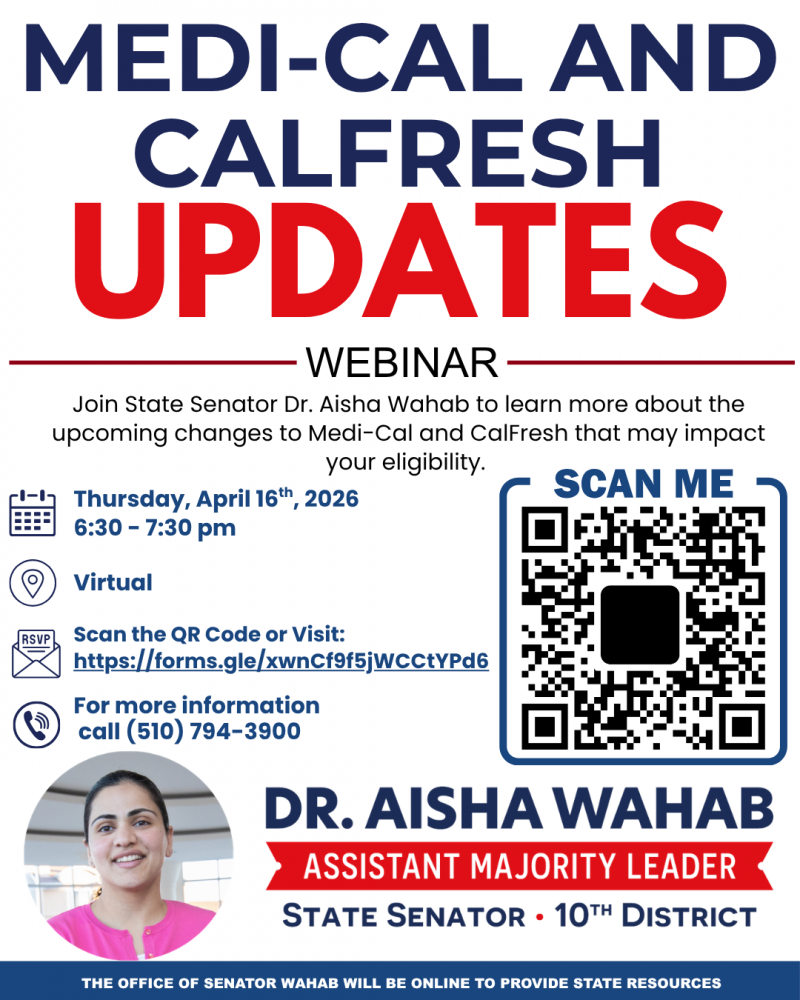 Flyer for webinar on Medi-cal and calfresh updates