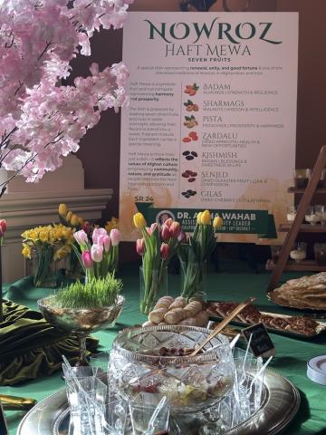 Table setup with with Haft Mewa poster in the background